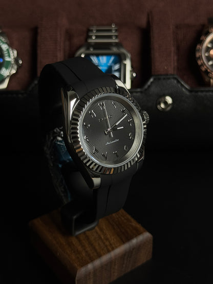 Seiko DateJust-Black Arabic (Silicone Band)