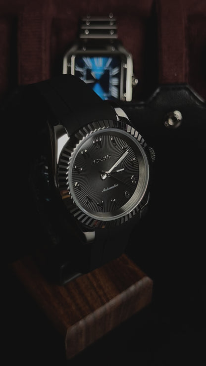Seiko DateJust-Black Arabic (Silicone Band)