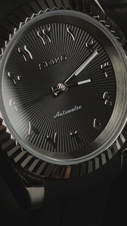 Seiko DateJust-Black Arabic (Silicone Band)